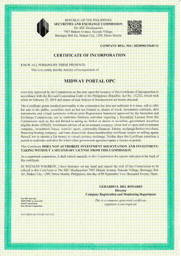 Midway Portal SEC Registration EOR services Philippines